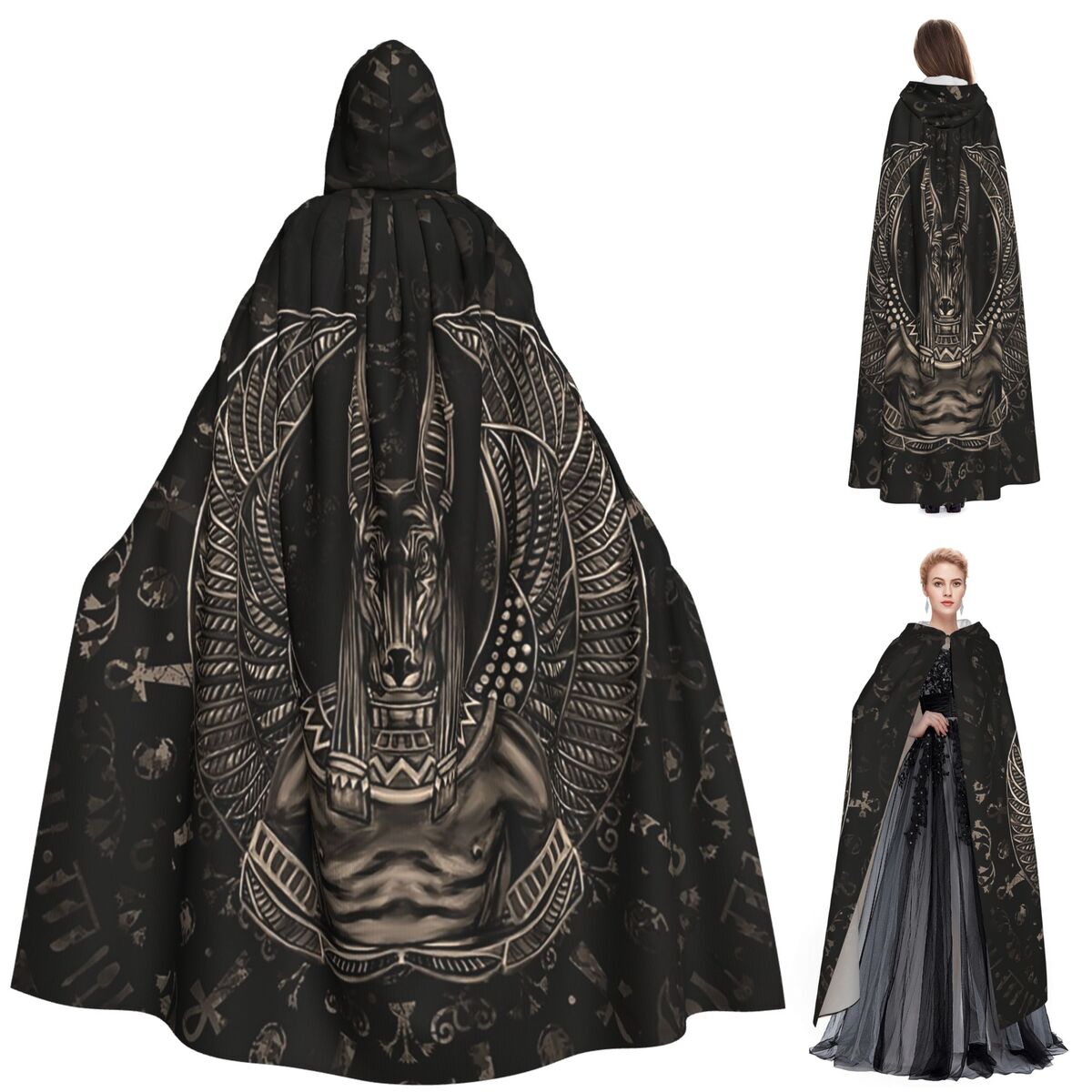 Egypt Cosplay Anime - Anubis Dewa Mesir Sepia Jubah Berkerudung