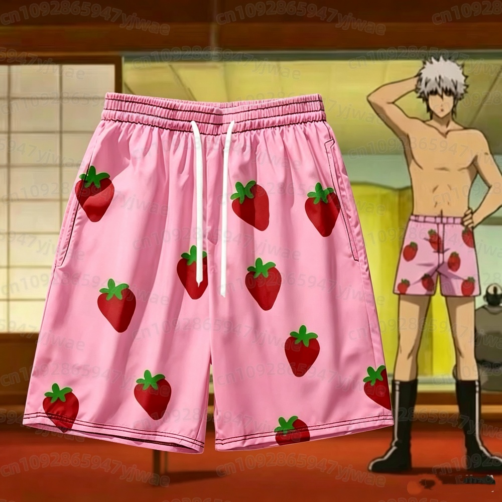 Anime Cosplay Pink - Celana Pendek Pria Warna Pink Motif
