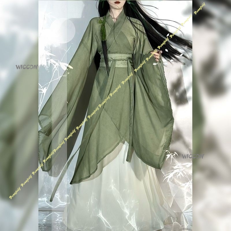 Anime Cosplay Girl With Black Hair - Kostum Cosplay Hanfu Cina Lengan Panjang