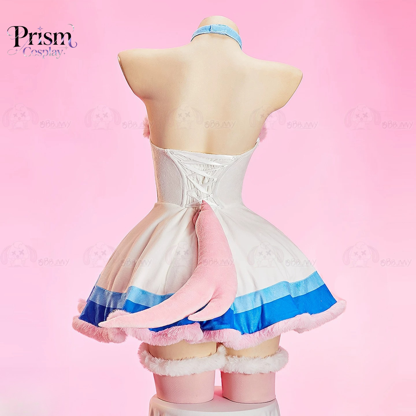 Anime Cosplay Pink - Kostum Cosplay Gaun Jubah Berbulu Merah