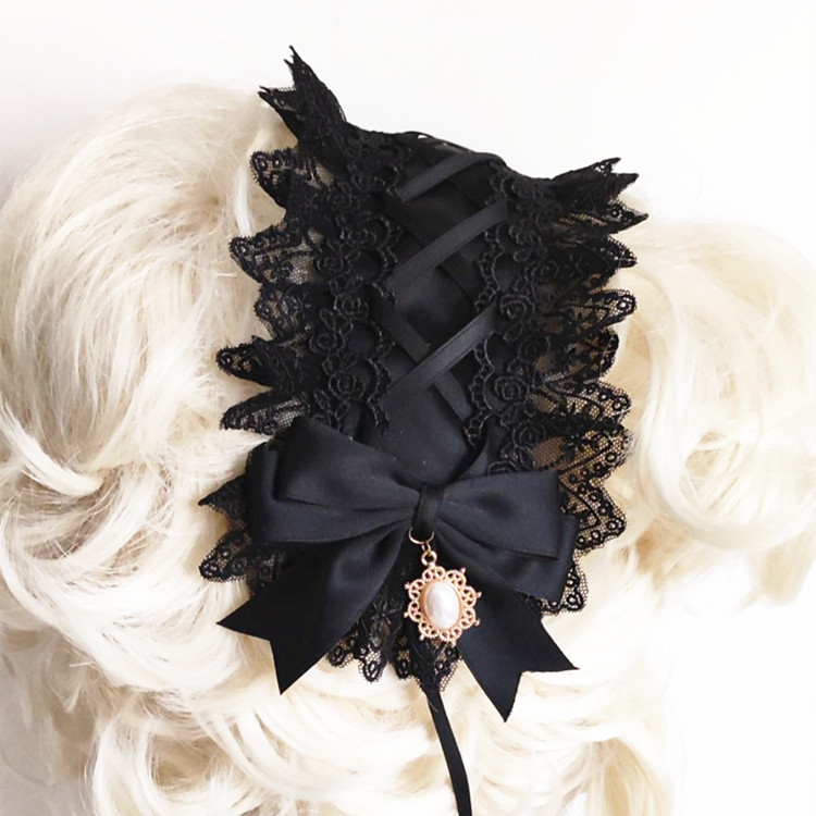 Ikat rambut renda Lolita Gotik - Anime Cosplay Girl With Black Hair ulasan dan harga